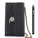 Apple Iphone 5 5S Case Pu Leather Diamond Wire Lattice Hand Stitching Wallet Kickstand Credit Card Holder Protective Case For Apple Iphone 5 5S(Black)