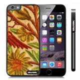 Apple Iphone 6 Plus 5.5 Inch Case Hard Golden Flower Black Shell Single Layer Protective Case (Style2)